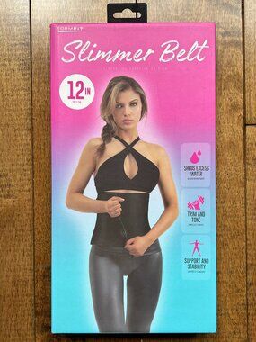 FormFit Slimmer Belt 12" Women's Black Sculpt, Shape, Toning Fitness Belt, NEW